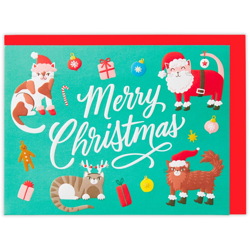 クリスマスカード 立体カード ねこサンタ